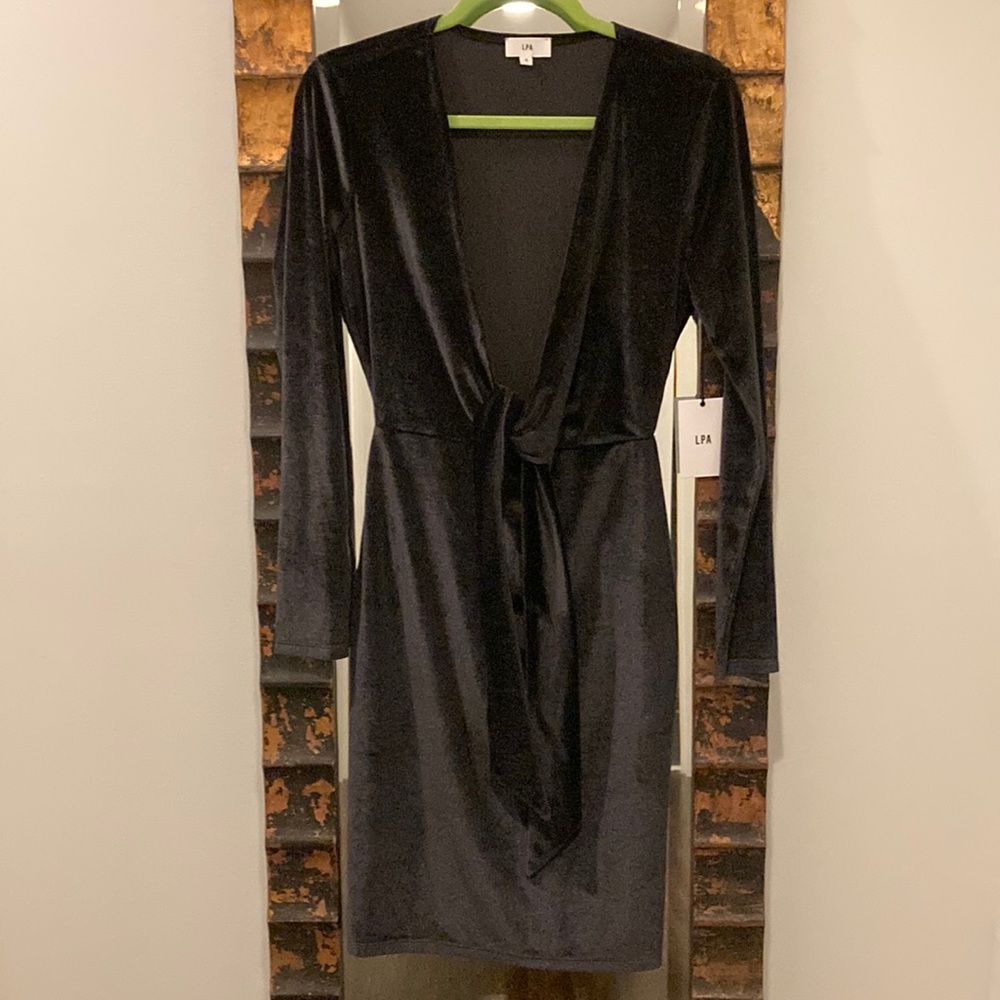LPA - size small black velvet plunge dress - New with tags
